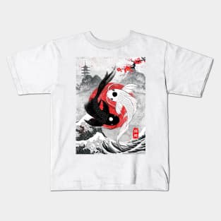 Japanese Koi Fish yingyang Kids T-Shirt